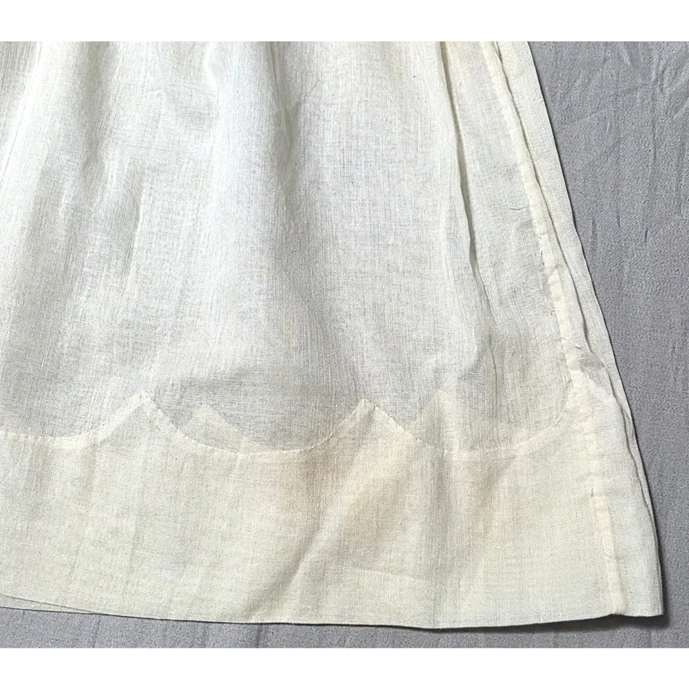 Vintage Hand Embroidered Baby Dress White Cotton Lace Scalloped Hem Christening